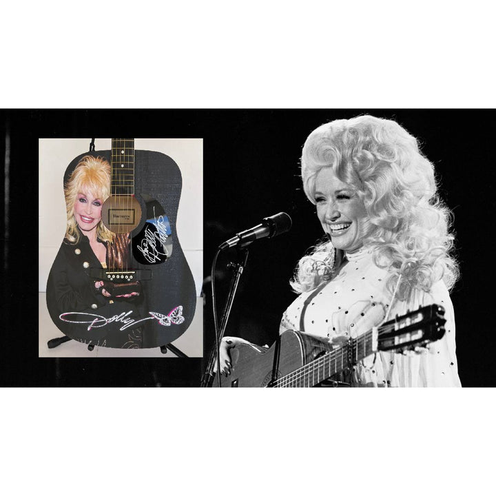 Dolly Parton (one of a kind ) full size acoustic guitar signed with proof .