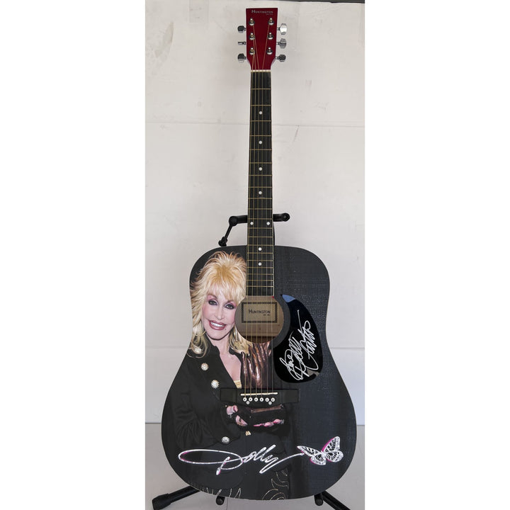 Dolly Parton (one of a kind ) full size acoustic guitar signed with proof .