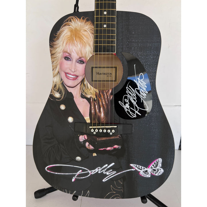 Dolly Parton (one of a kind ) full size acoustic guitar signed with proof .