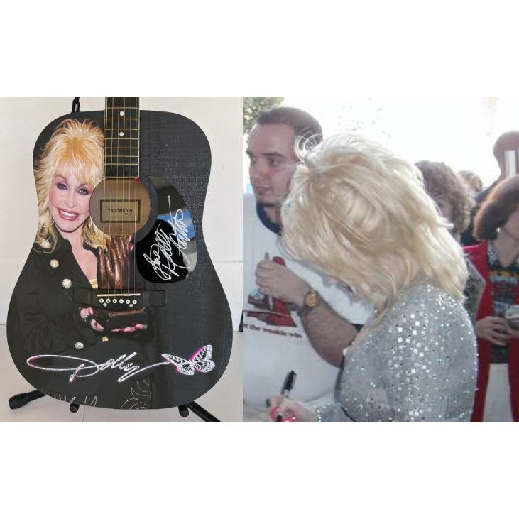 Dolly Parton (one of a kind ) full size acoustic guitar signed with proof .