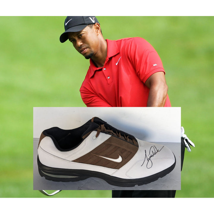 Tiger Woods "The GOAT" Nike Golf shoe signed with proof unique & rare size/11