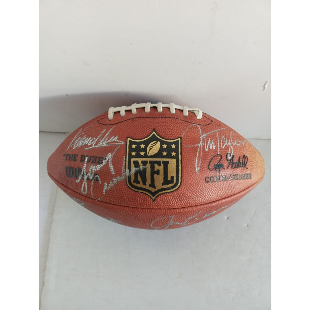 NFL game football Emmitt Smith Jim Brown Earl Campbell Frank Gifford Tony Dorsett Thurman Thomas all-time great running backs signed