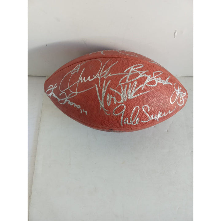 NFL game football Emmitt Smith Jim Brown Earl Campbell Frank Gifford Tony Dorsett Thurman Thomas all-time great running backs signed