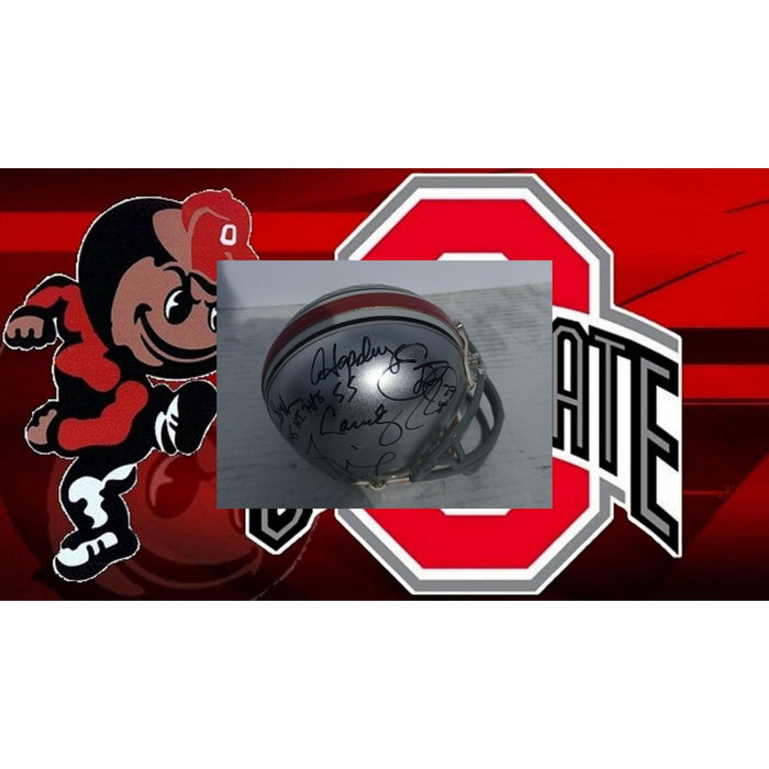 Ohio State Buckeyes Heisman award winners Archie Griffin Howard "Hopalong" Cassady Troy Smith Eddie George Riddell mini helmet signed