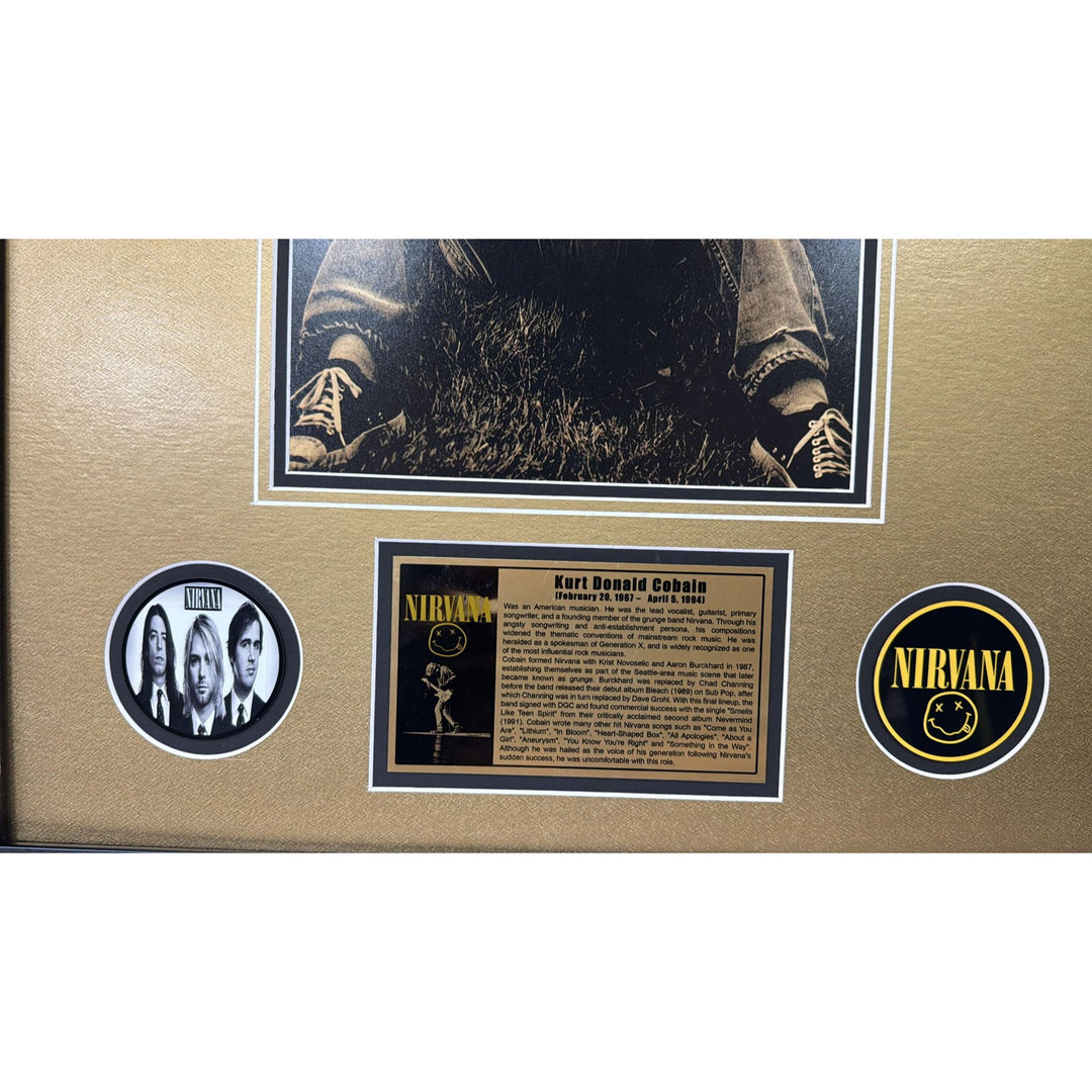 Kurt Cobain Nirvana signed with inscription autograph page book and a museum quality frame 27x36.