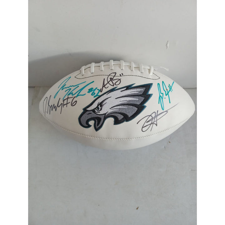 Philadelphia Eagles Jalen Hurts AJ Brown Devanta Smith Jason Kelce full size football signed with proof