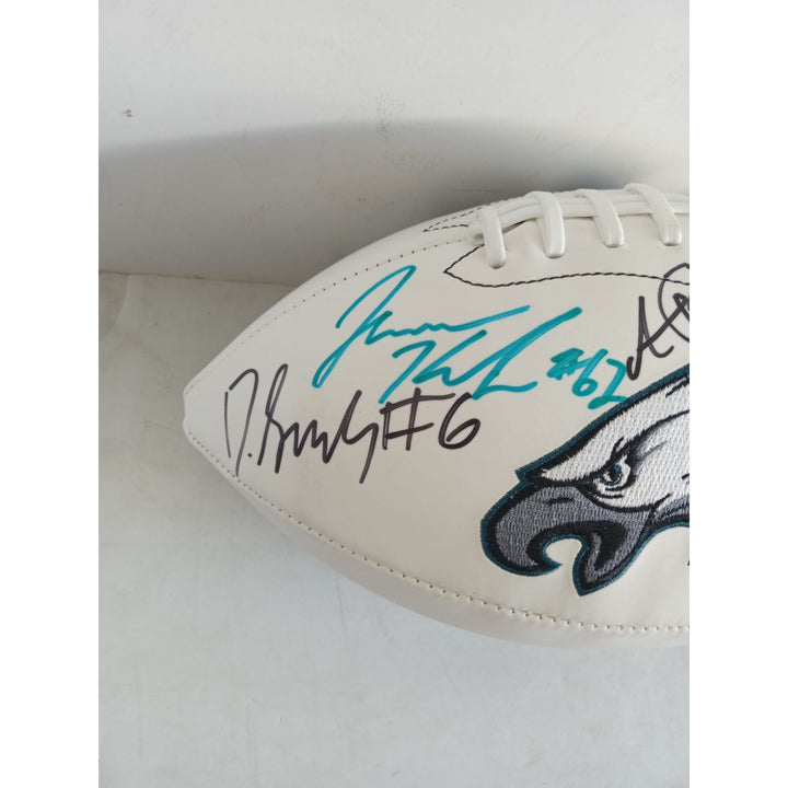 Philadelphia Eagles Jalen Hurts AJ Brown Devanta Smith Jason Kelce full size football signed with proof