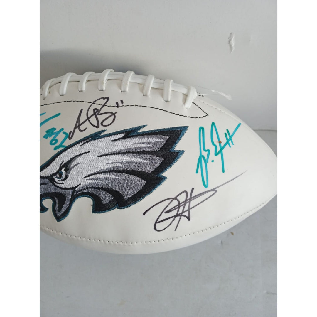 Philadelphia Eagles Jalen Hurts AJ Brown Devanta Smith Jason Kelce full size football signed with proof