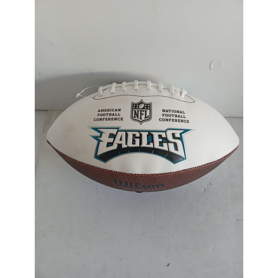 Philadelphia Eagles Jalen Hurts AJ Brown Devanta Smith Jason Kelce full size football signed with proof