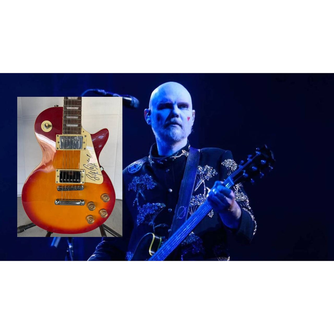 Billy Corgan of Smashing Pumpkins Les Paul vintage electric guitar signed with full provenance, photo proof and AI certification .
