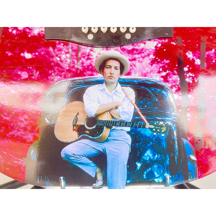 Bob Dylan one of a kind full size acoustic guitar signed with proof & inscription