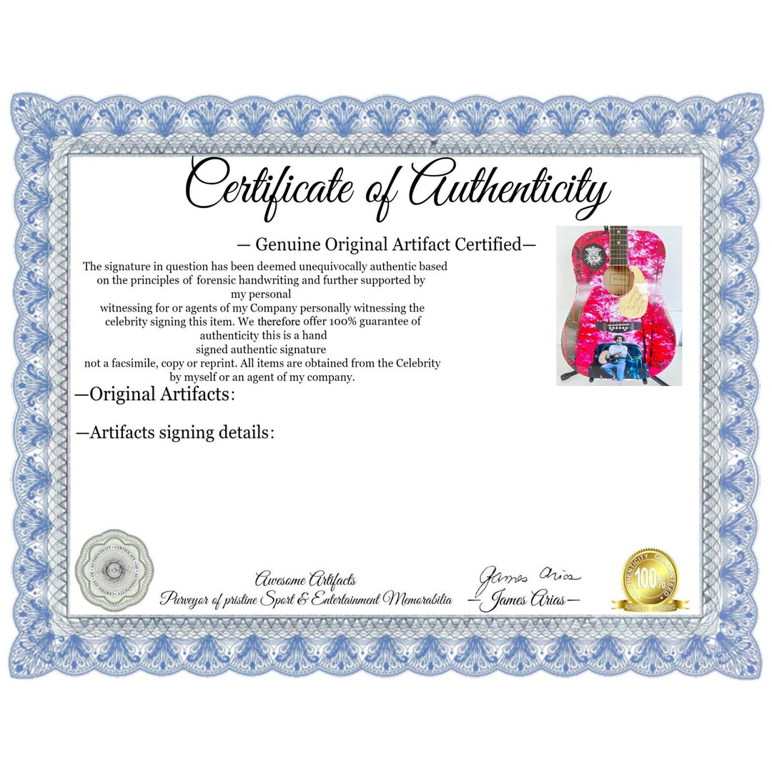 Bob Dylan one of a kind full size acoustic guitar signed with proof & inscription