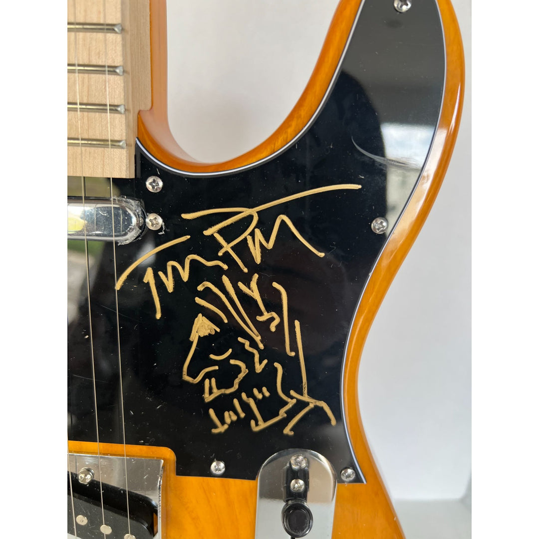 Tom Petty (with sketch) and The Heartbreakers, Ron Blair, Benmont Tench, Scott Thurston, and Mike Campbell full size electric guitar signed