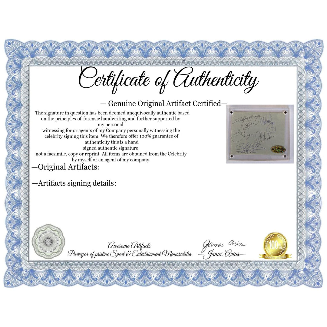 Bon Scott, Angus & Malcolm Young, Cliff Williams, Phil Rudd AC/DC Vintage autograph book page signed with proof