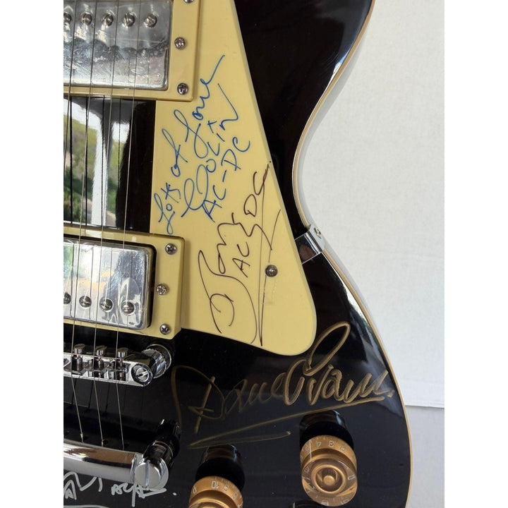 ACDC vintage black les paul electric guitar with Dave Evans, Colin Burgess, Bon Scott, Angus & Malcom Young, Cliff Williams & Phil Rudd.