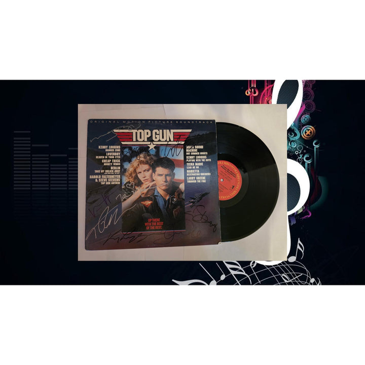 Top Gun Tom Cruise, Kelly McGillis, Val Kilmer, Kenny Loggins, Terri Nunn signed soundtrack LP signed with proof.