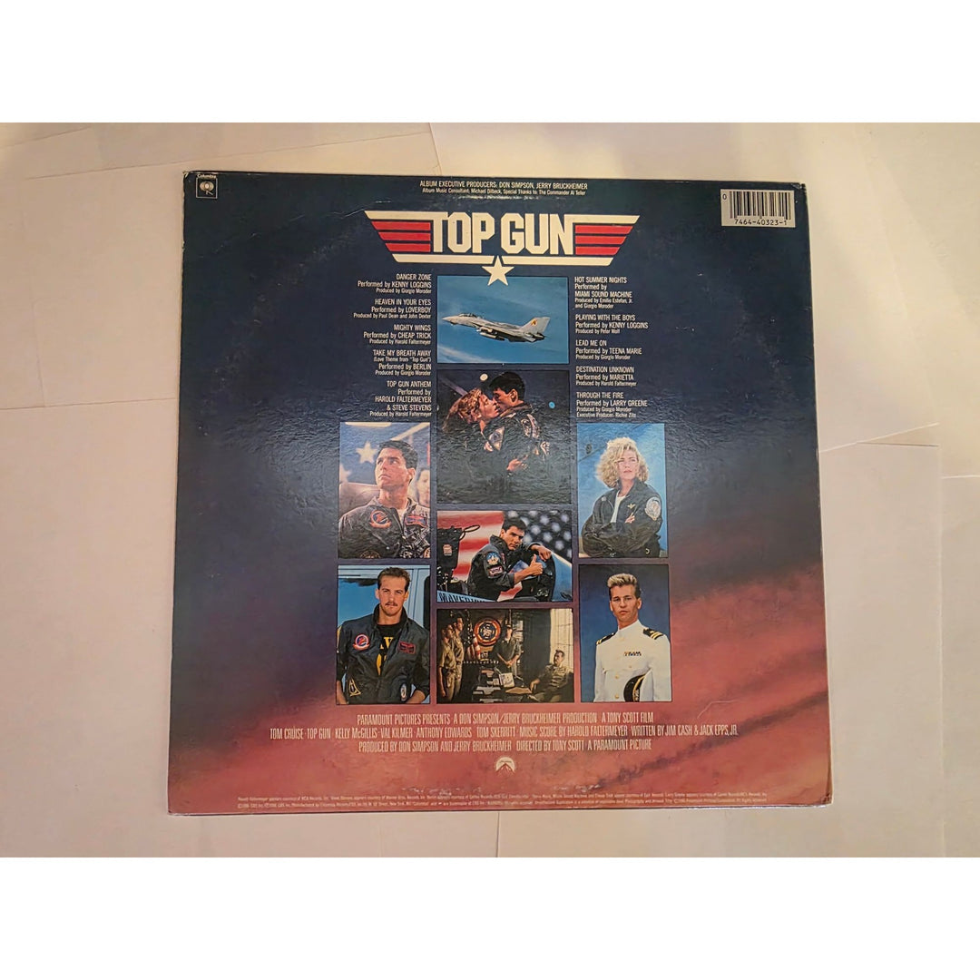 Top Gun Tom Cruise, Kelly McGillis, Val Kilmer, Kenny Loggins, Terri Nunn signed soundtrack LP signed with proof.