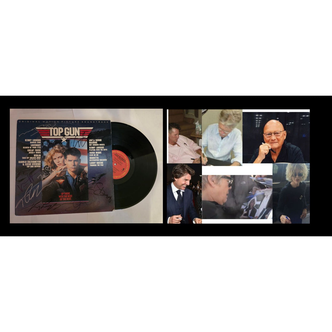 Top Gun Tom Cruise, Kelly McGillis, Val Kilmer, Kenny Loggins, Terri Nunn signed soundtrack LP signed with proof.
