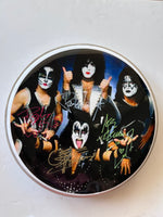 Load image into Gallery viewer, Gene Simmons, Paul Stanley, Peter Criss, Ace Frehley one-of-a-kind drumhead signed with proof
