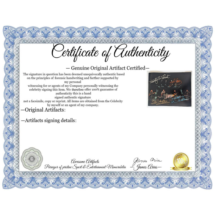 The Eagles, Don Henley, Joe Walsh, Glenn Frey, Timothy B. Schmidt, 11x14, photo, signed with proof