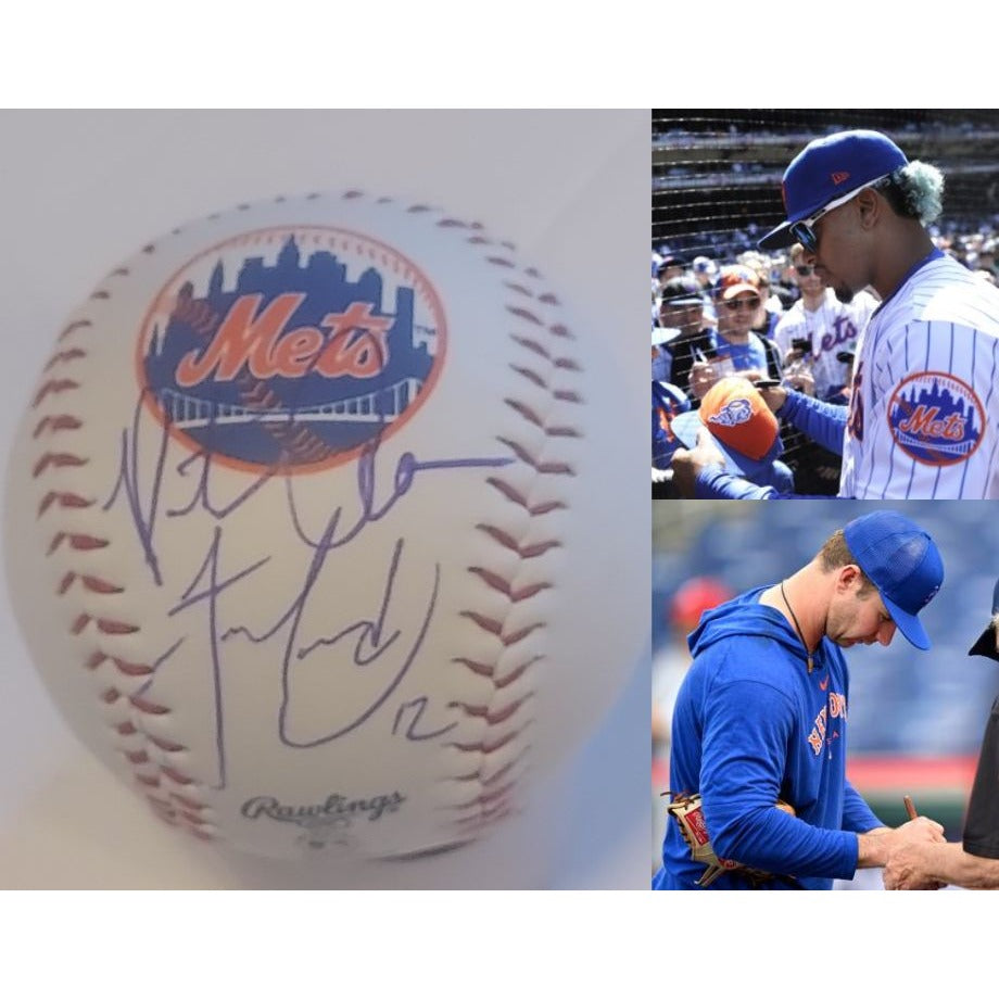 New York Mets Francisco Lindor and Pete Alonso Rawlings MLB baseball signed with proof