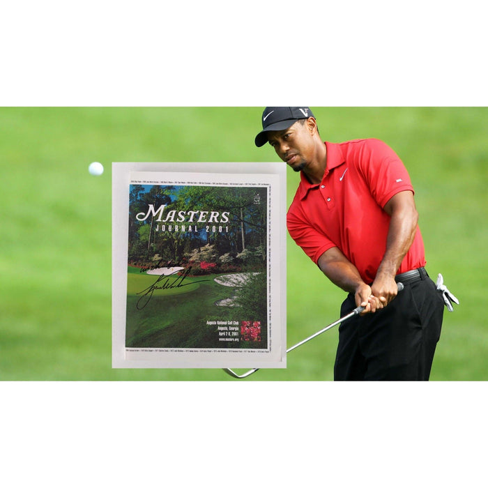 Masters Golf tournament 2001 official journal signed by 2001 Masters golf tourney champ Tiger Woods with proof
