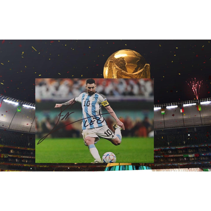  World Cup, All-Time Greats, Lionel Messi, signed, 5x7 photo, with proof