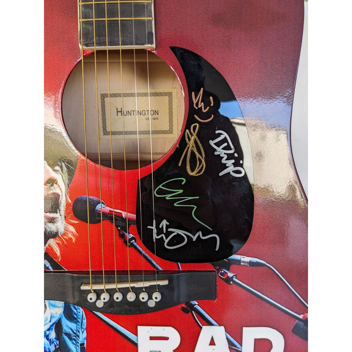 Radiohead Thom Yorke, Jonny & Colin Greenwood, Ed O'Brien and Philip Selway one of a kind full size acoustic guitar signed with proof