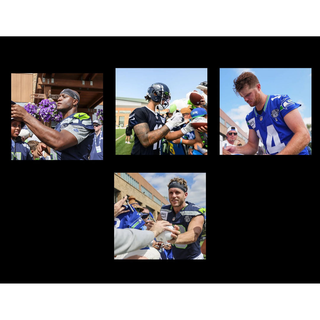 Seattle Seahawks Speed Riddell mini helmet with Sam Darnold Jaxon -Smith  Njigba, Kenneth Walker 11, Zach Charbonnet, Cooper Kupp signed