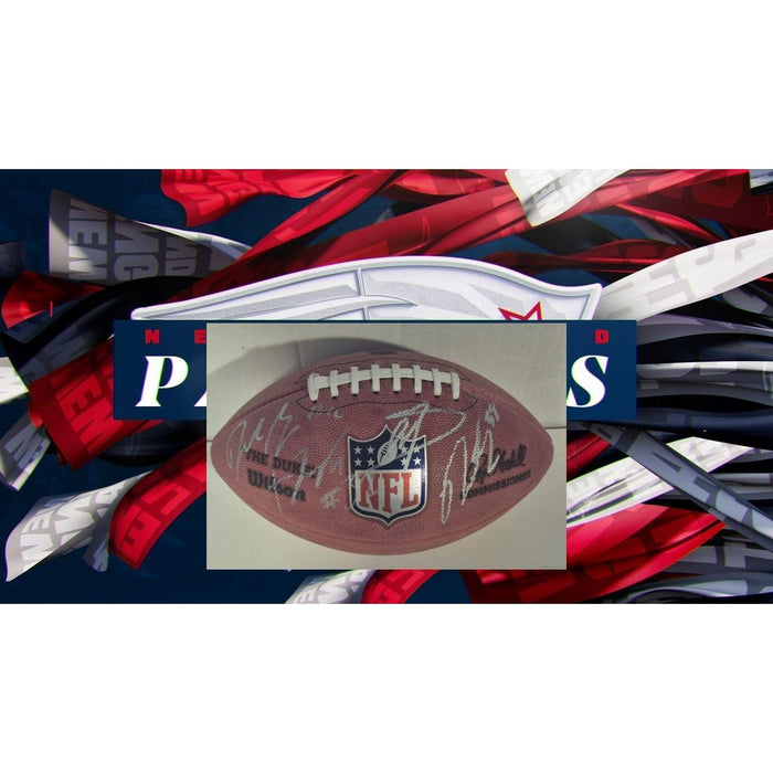 New England Patriots Drake Maye, TreVeyon Henderson, Rhamondre Stevenson & Stefon Diggs NFL Wilson Game football leather signed with proof