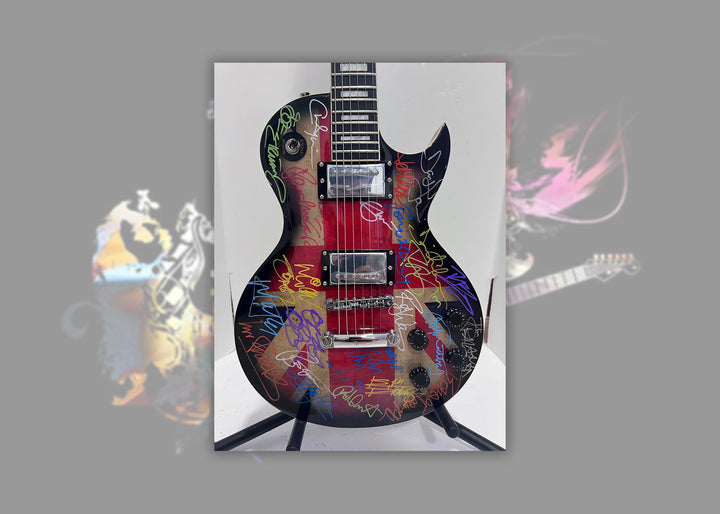 Paul McCartney, Ozzy Osbourne, Jimmy Page, Keith Richards, Eric Clapton British Rock icons one-of-a-kind electric guitar signed by 26 with proof