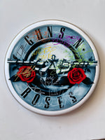 Load image into Gallery viewer, Guns n&#39; Roses Slash, Axl Rose, Duff, Steven Adler, Matt Sorum, Izzy Stradlin, Gilby Clark one-of-a-kind drumhead signed with proof
