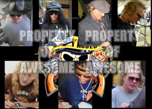 Guns n' Roses Slash, Axl Rose, Duff, Steven Adler, Matt Sorum, Izzy Stradlin, Gilby Clark one-of-a-kind drumhead signed with proof