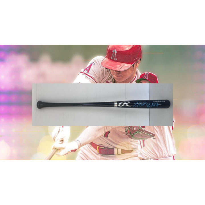 Shohei Ohtani 2018 (rookie season) MLB Rawlings Adirondak bat signed English and Japanese with proof.