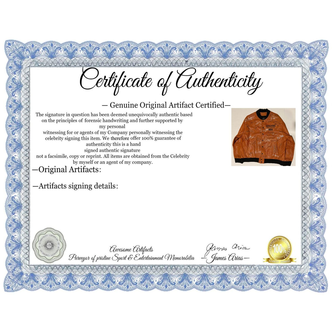 Spalding NBA David Stern Commissioner Leather Basketball Jacket size large signed by 53 of the NBAs greatest players of all time