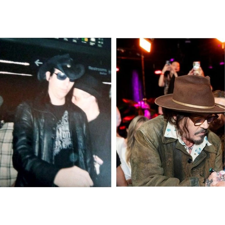 Brian Hugh Warner "Marilyn Manson" signed with inscription & Johnny Depp signed with self sketch with proof