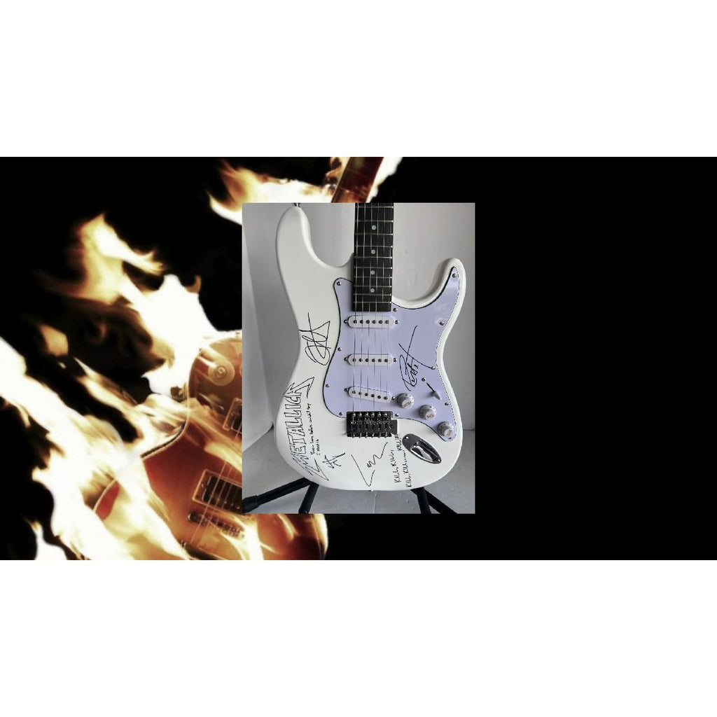 Metallica James Hetfield Lars Ulrich Kirk Hammett Stratocaster electric guitar signed with proof