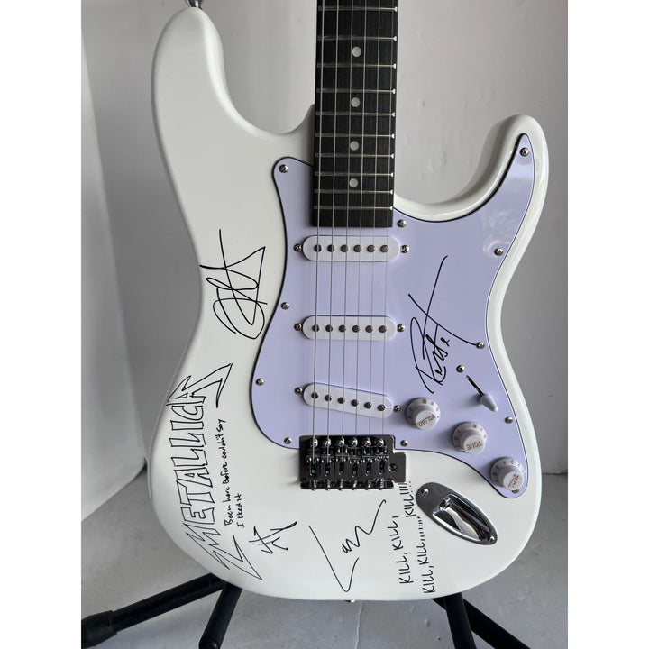 Metallica James Hetfield Lars Ulrich Kirk Hammett Stratocaster electric guitar signed with proof