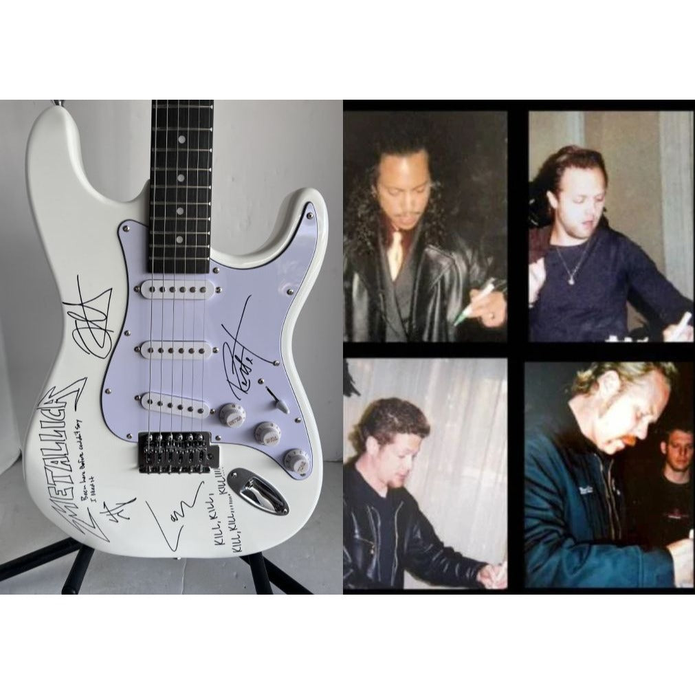 Metallica James Hetfield Lars Ulrich Kirk Hammett Stratocaster electric guitar signed with proof