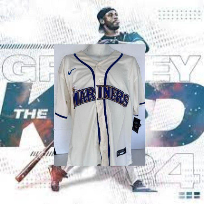 Ken Griffey Jr. #24 Seattle Mariners Men's Classic Cream Jersey Size: L signed with proof