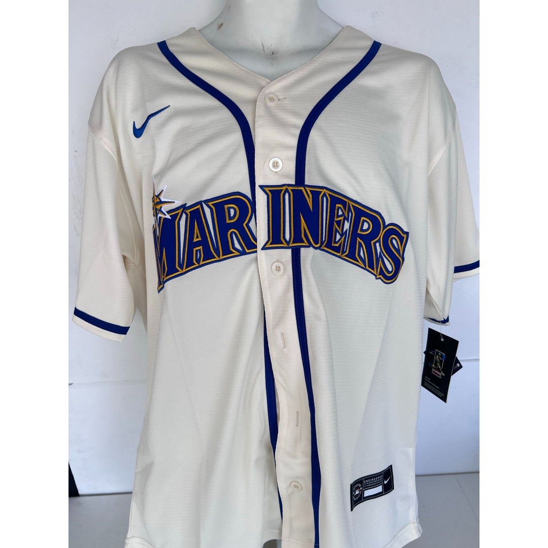 Ken Griffey Jr. #24 Seattle Mariners Men's Classic Cream Jersey Size: L signed with proof.
