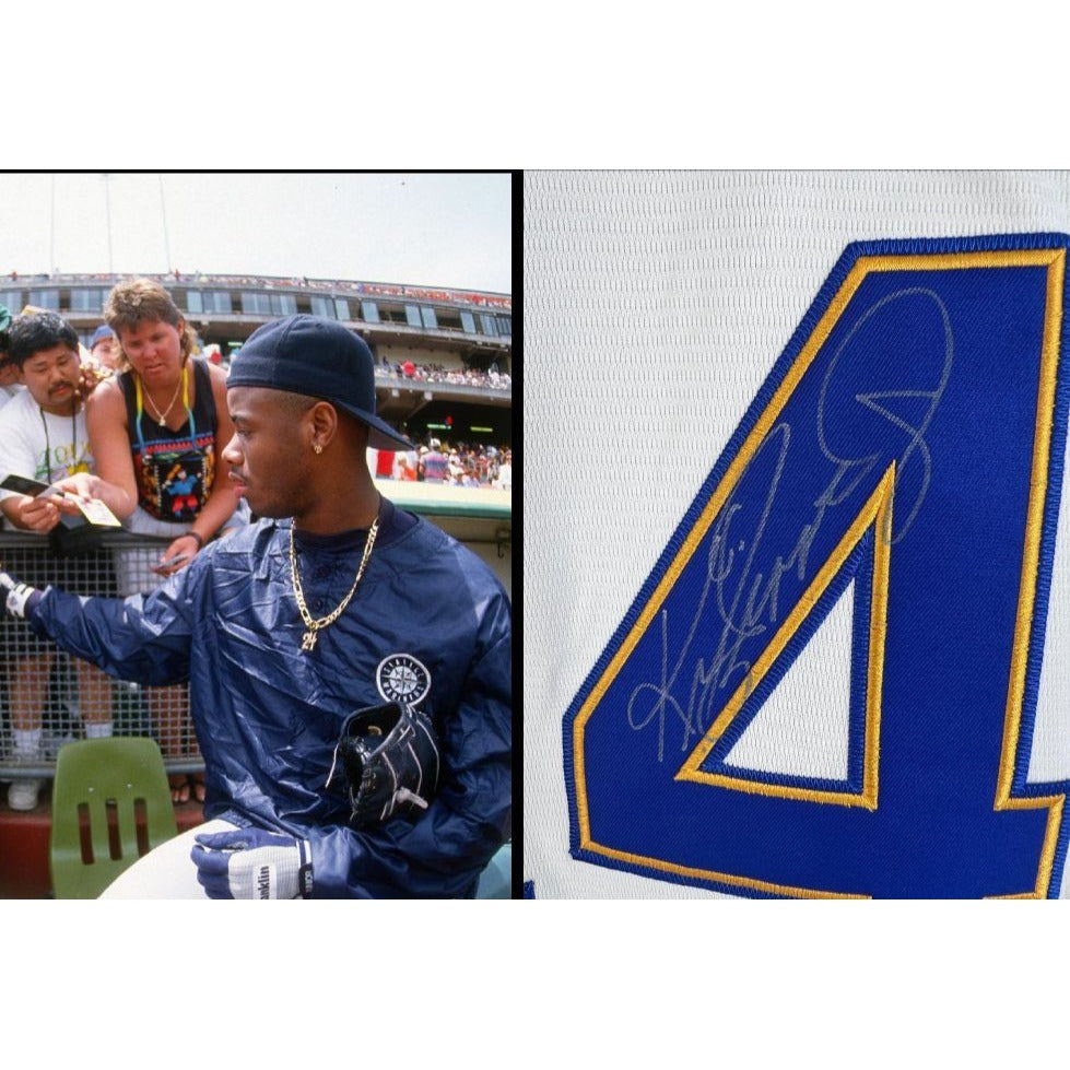 Ken Griffey Jr. #24 Seattle Mariners Men's Classic Cream Jersey Size: L signed with proof.