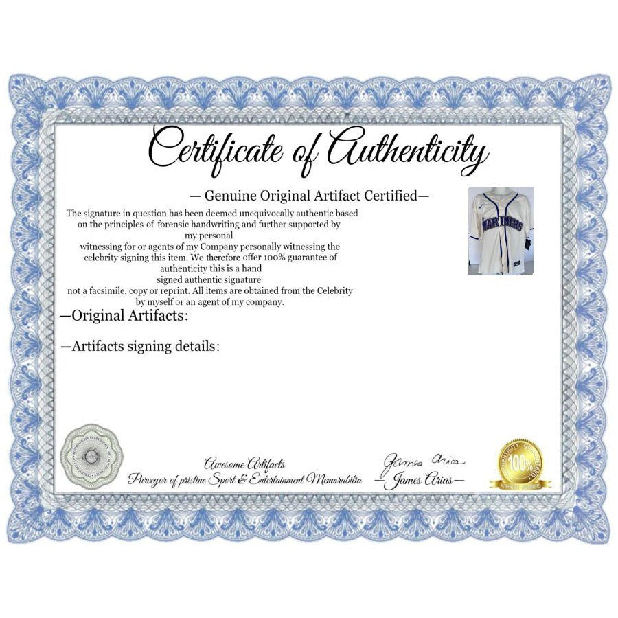 Ken Griffey Jr. #24 Seattle Mariners Men's Classic Cream Jersey Size: L signed with proof.