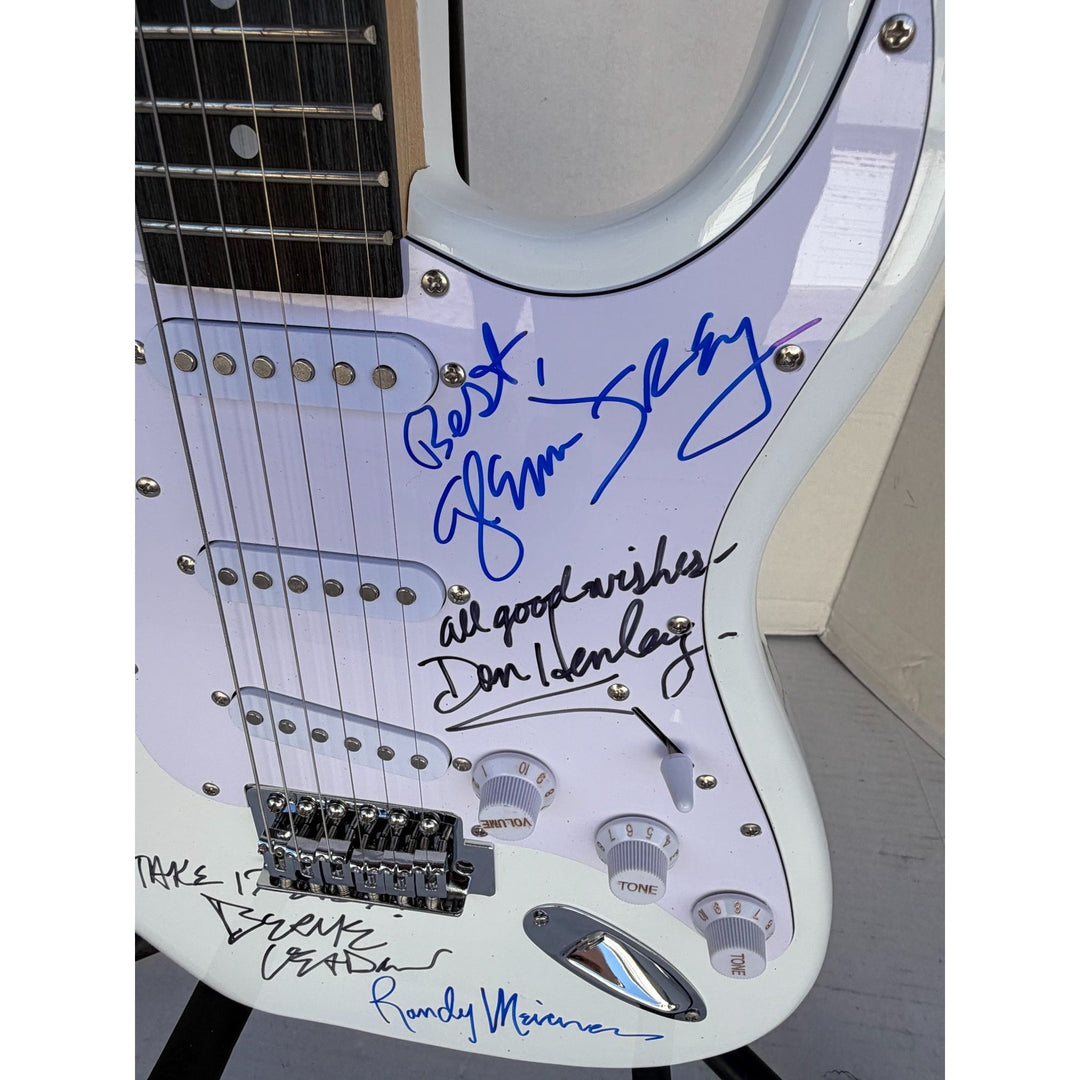 The Eagles Timothy B. Schmit Don Felder Joe Walsh Bernie Leadon Randy Meisner Don Henley Glen Frey startocaster electric guitar signed with.