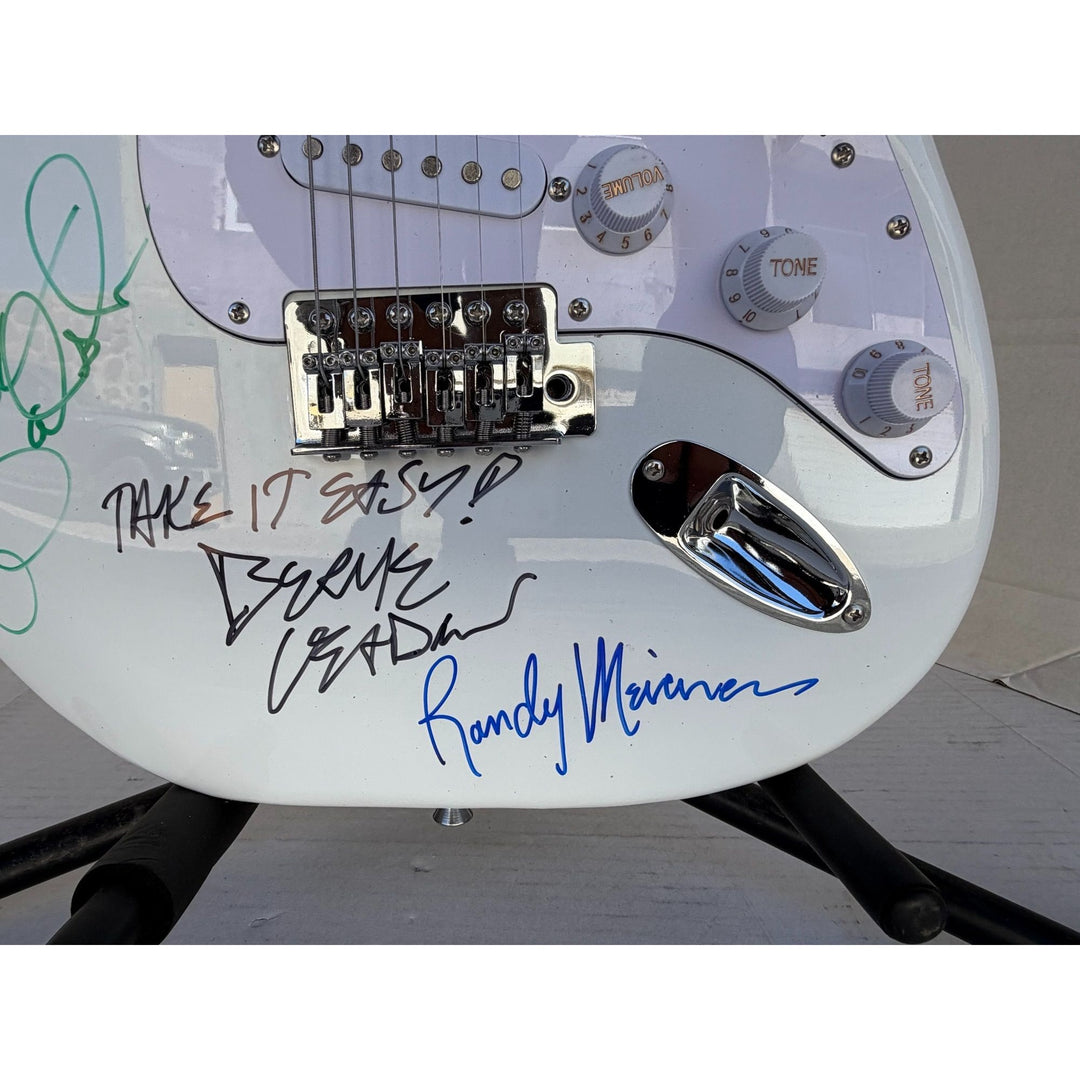 The Eagles Timothy B. Schmit Don Felder Joe Walsh Bernie Leadon Randy Meisner Don Henley Glen Frey startocaster electric guitar signed with.