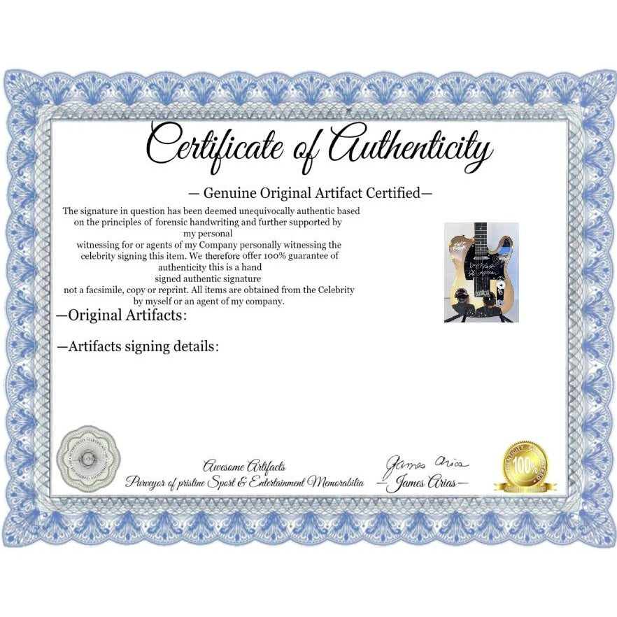 Daft Punk (Thomas Bangalter & Guy Manuel de Homem-Christo) signed with sketch on "One of a Kind" telecaster full size electric guitar.