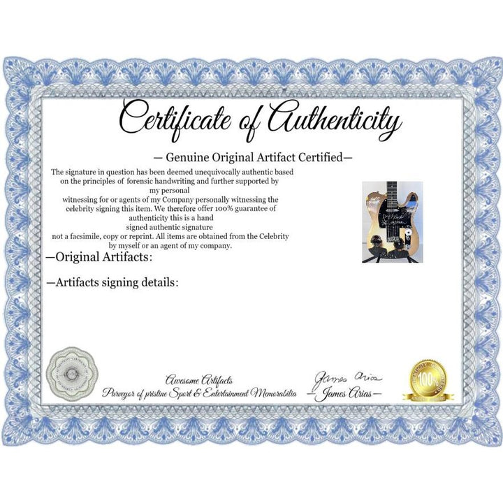 Daft Punk (Thomas Bangalter & Guy Manuel de Homem-Christo) signed with sketch on "One of a Kind" telecaster full size electric guitar.