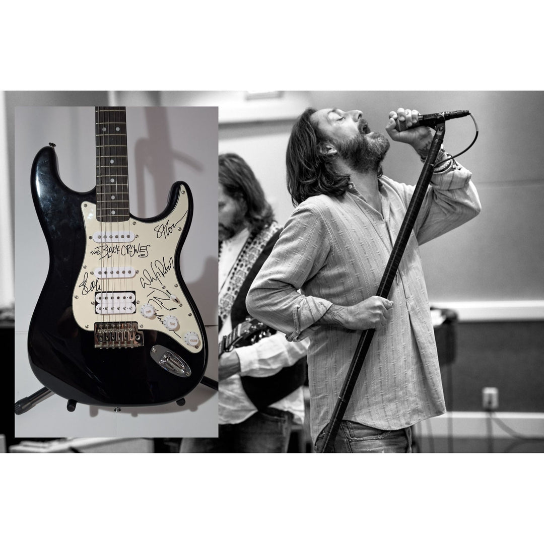 Chris Rich Robinson, Steve Gorman The Black Crowes Fender Stratocaster electric guitar signed with proof