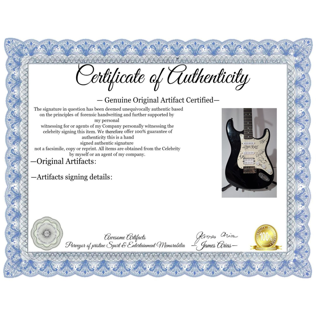 Chris Rich Robinson, Steve Gorman The Black Crowes Fender Stratocaster electric guitar signed with proof