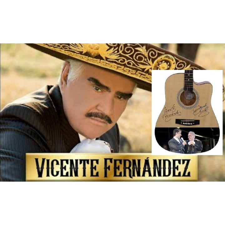 Vicente and Alejandro Fernandez full size acoustic guitar signed with proof